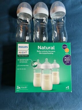 Philips Avent Glass Baby Bottles - White and Clear (3-Pack) x2